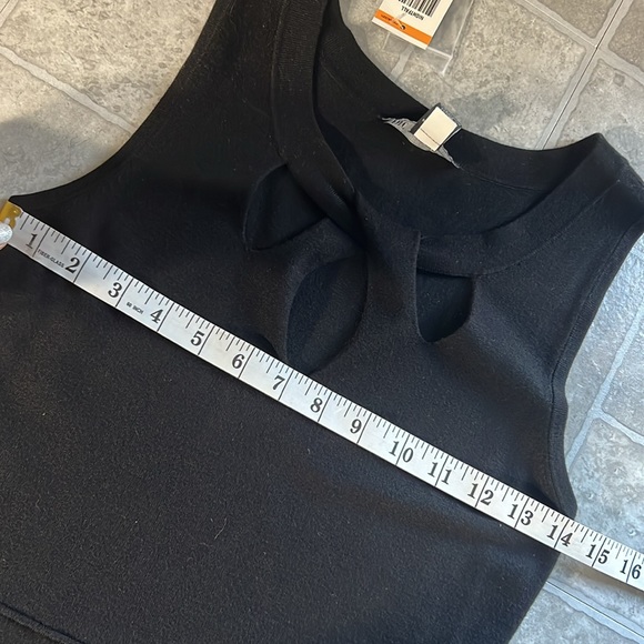I.N.C.🆕 Black Knit Sleeveless A-Line nightfall Dress Keyhole Cutouts Sz. PS NWT - Picture 9 of 11